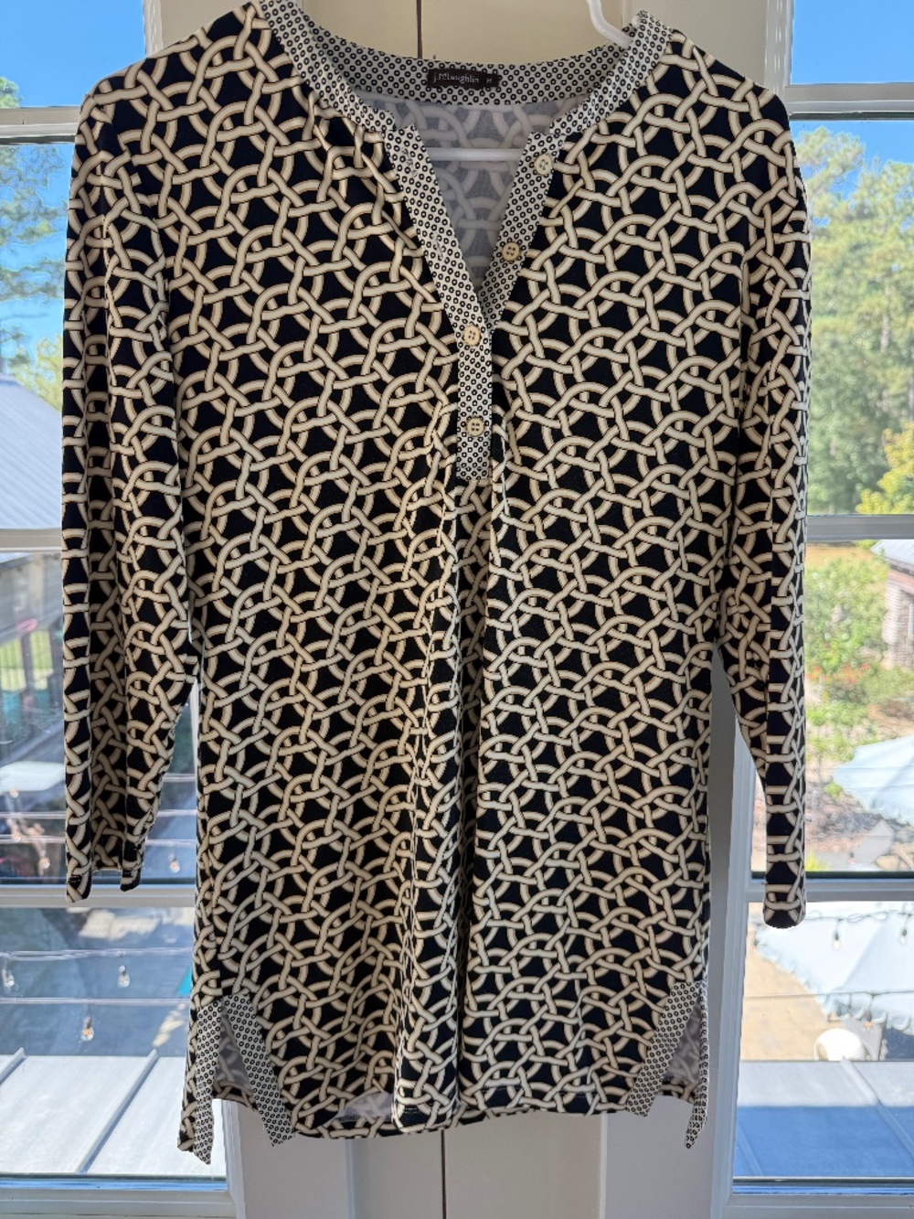 J McLaughlin black and gold Blouse